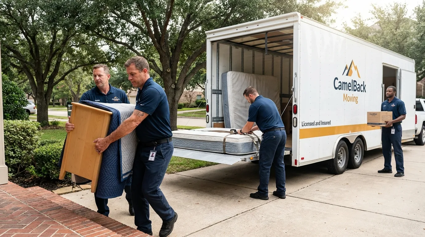 Crew loading residential truck for cross-state move from Grants Pass, OR