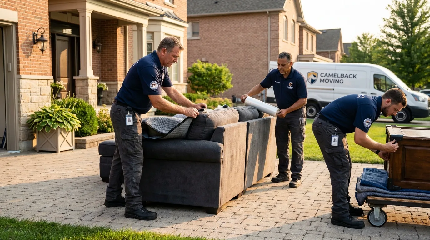 Large estate moving crew wrapping furniture in Grants Pass, OR